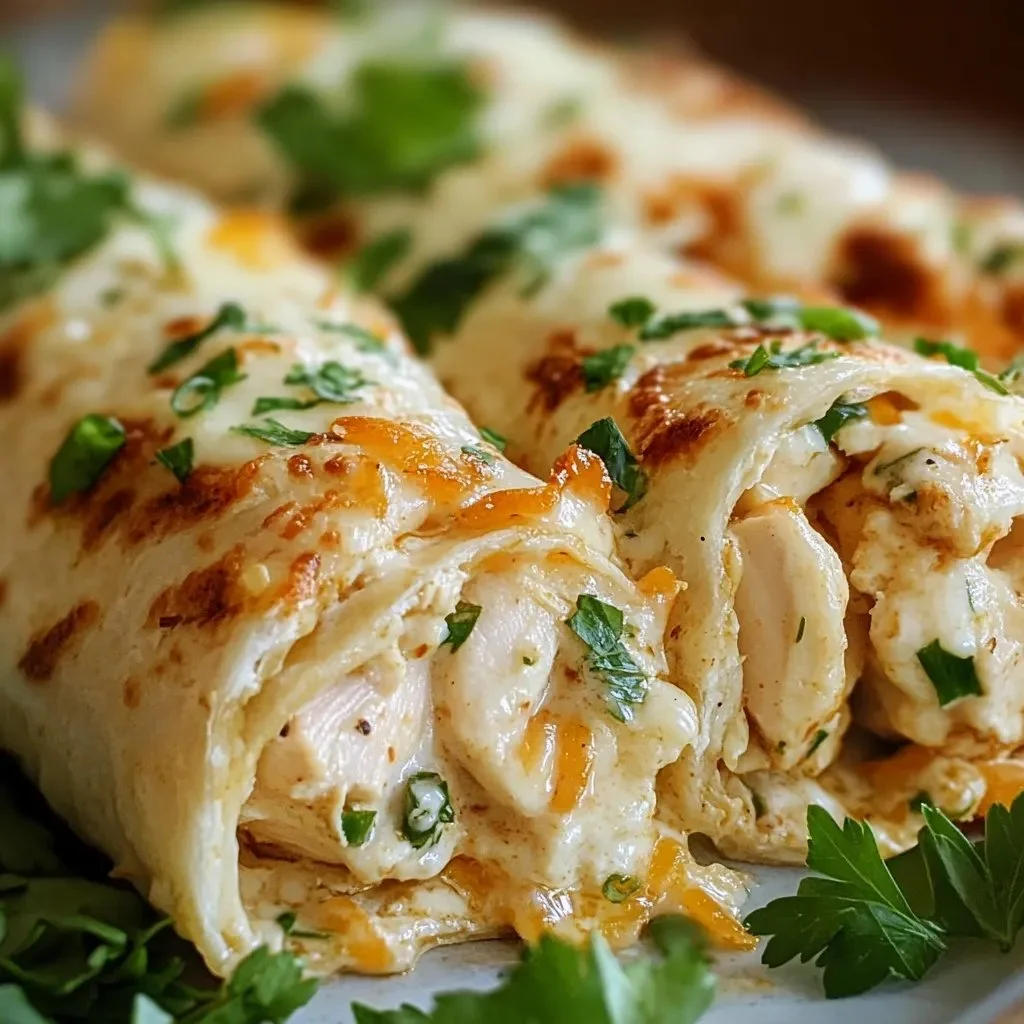 Delicious Cheesy Chicken Garlic Wraps on a plate ready to serve
