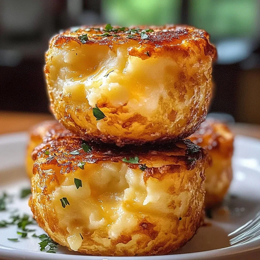 Delicious cheesy mashed potato puffs baked until golden and crispy