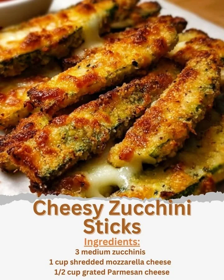 Cheesy zucchini sticks served on a plate with dipping sauce