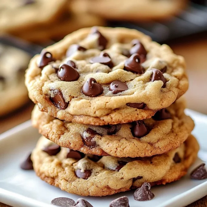 Deliciously chewy chocolate chip cookies, golden brown and freshly baked