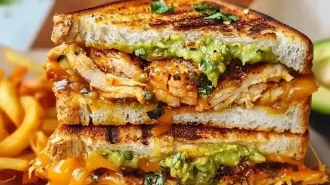 Delicious Chicken Avocado Melt sandwich with melted cheese and fresh ingredients