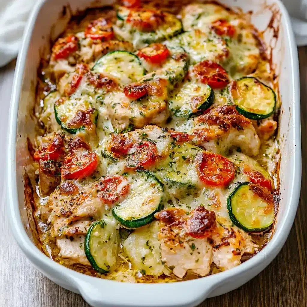 Chicken Zucchini Bake freshly prepared with cheese and spices