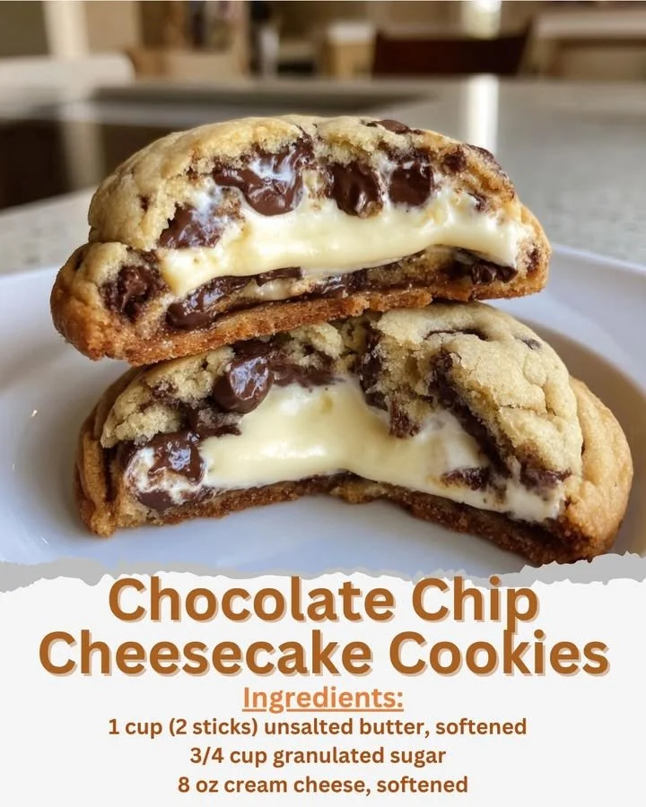 Delicious chocolate chip cheesecake cookies fresh out of the oven