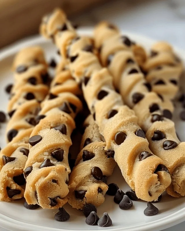 Delicious chocolate chip cookie dough twists ready to enjoy.