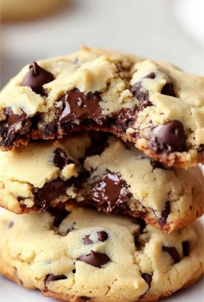 Freshly baked chocolate chip cookies on a cooling rack