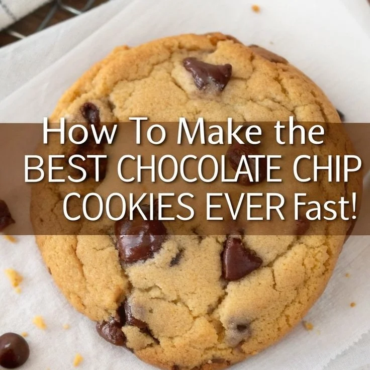 Freshly baked chocolate chip cookies on a cooling rack