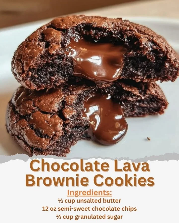 Chocolate lava brownie cookies with molten chocolate center