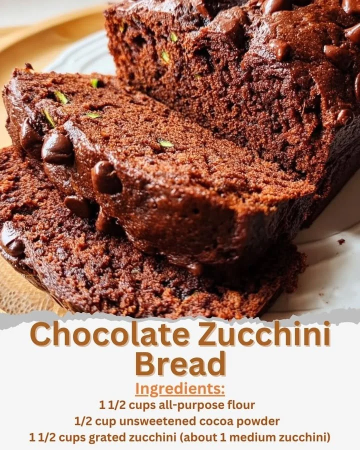 Moist and delicious chocolate zucchini bread slice with chocolate chips