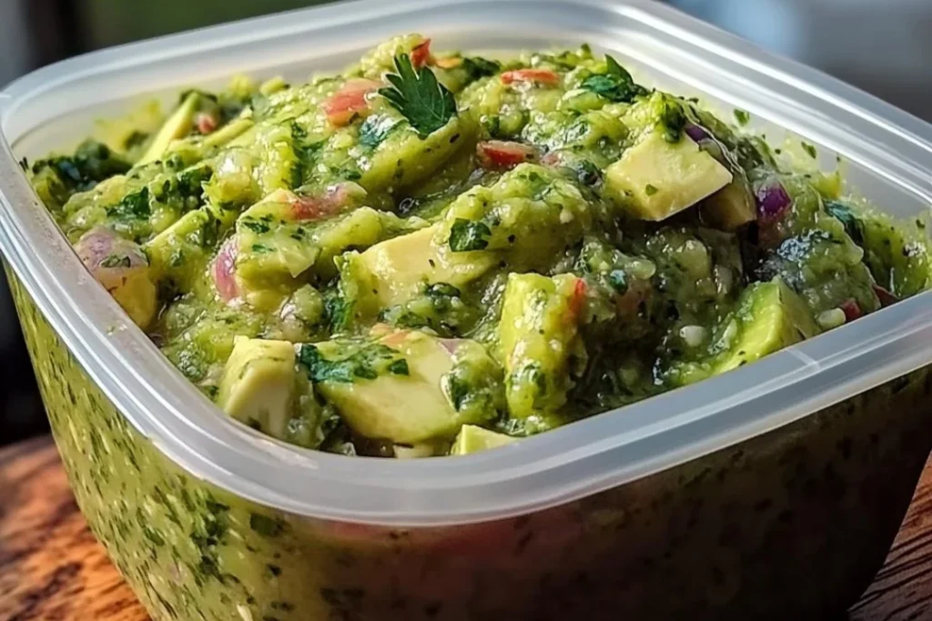 Cilantro-Lime-Avocado Salsa served in a bowl with fresh ingredients
