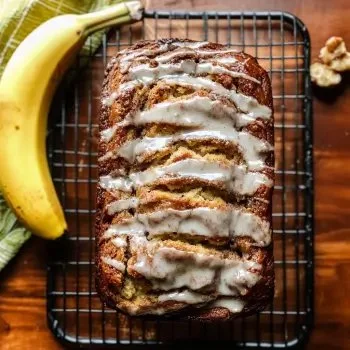 Delicious cinnamon swirl banana bread fresh out of the oven