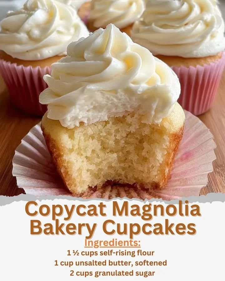 Homemade Magnolia Bakery Cupcakes on a decorative plate