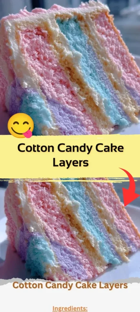 Delicious cotton candy cake with colorful layers and festive toppings