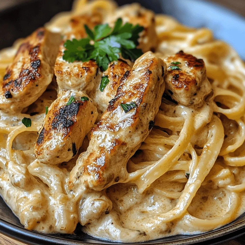 Delicious Cowboy Butter Chicken Linguine with creamy sauce and pasta