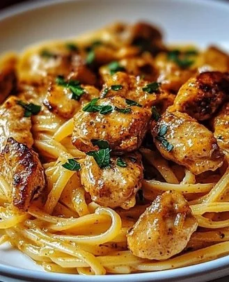 Delicious Cowboy Butter Chicken Linguine Delight showcasing rich flavors.