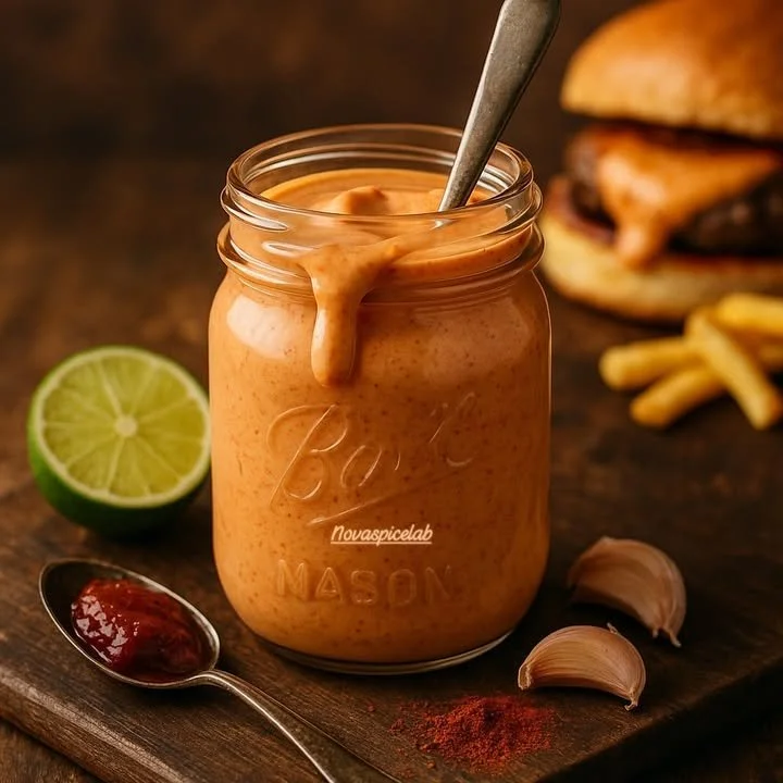 Jar of Cowboy Mayo sauce for burgers and fries