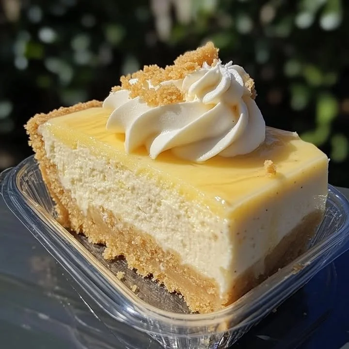 Creamy banana pudding cheesecake topped with whipped cream and banana slices