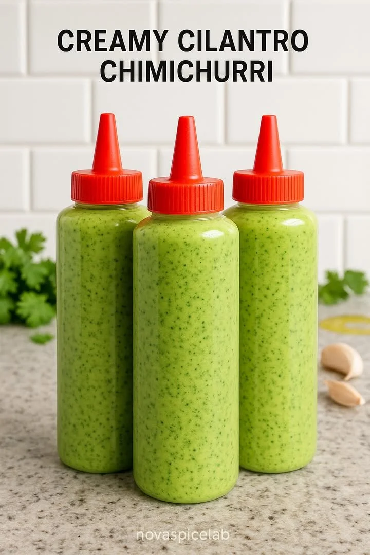 Creamy cilantro chimichurri sauce drizzled over grilled steak.