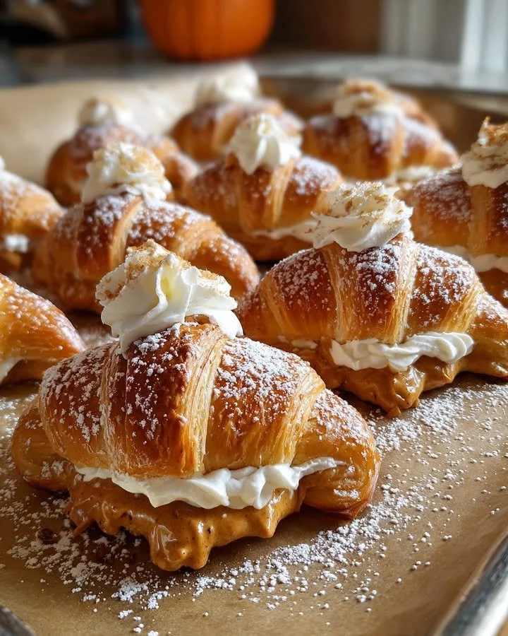 Delicious Crescent Pumpkins filled with cream cheese and pumpkin pie filling.
