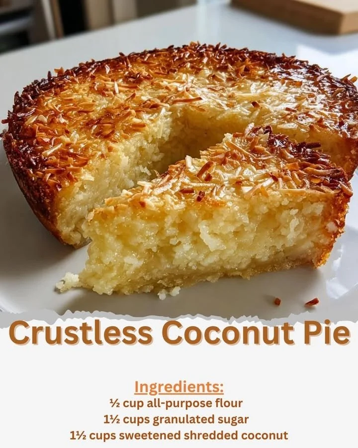 Delicious crustless coconut pie served on a plate, showcasing its creamy texture.