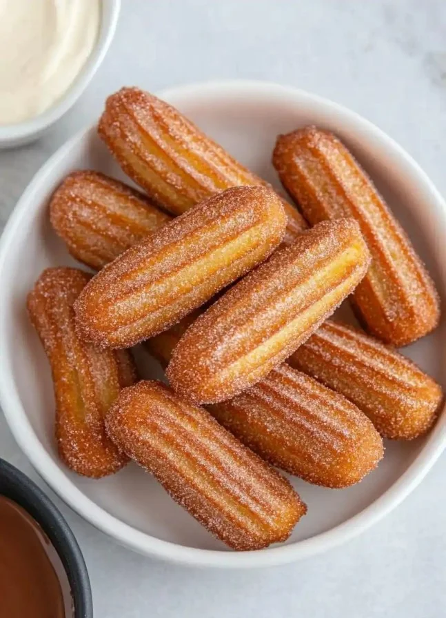 Delicious homemade baked churro bites dusted with cinnamon sugar
