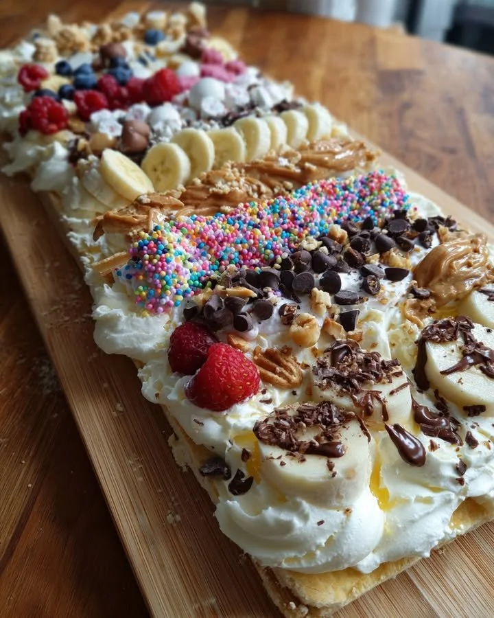 A beautifully arranged dessert butter board featuring various sweet toppings and spreads.