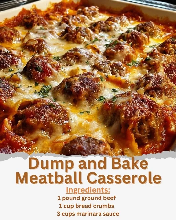 Delicious Dump and Bake Meatball Casserole ready to serve