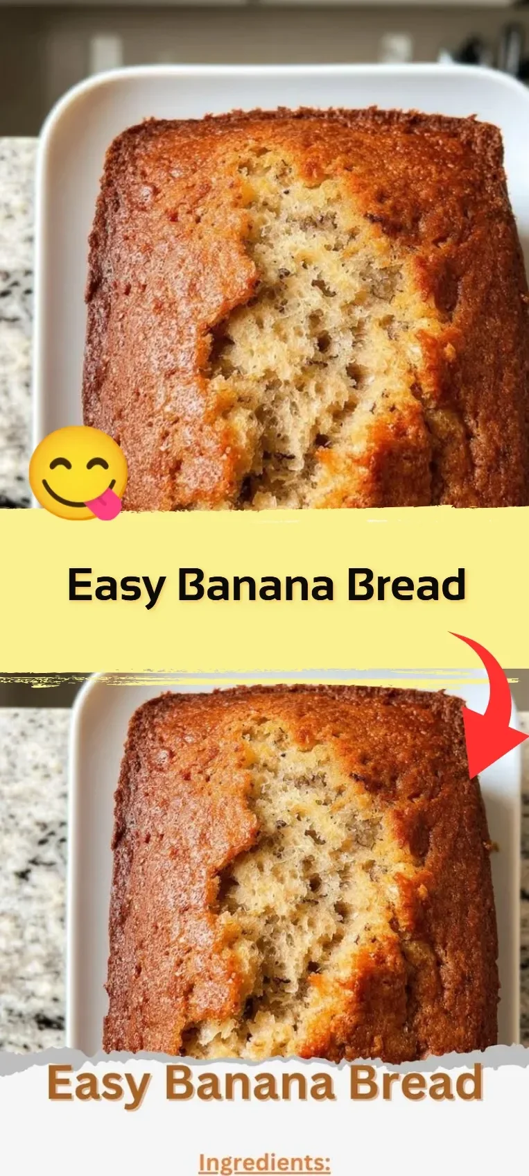 Slice of delicious homemade easy banana bread on a wooden table