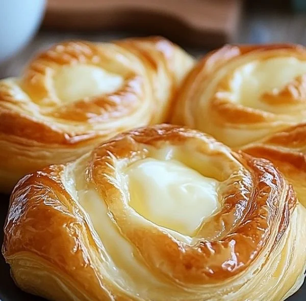 Freshly baked easy cheese Danish with a flaky crust and creamy filling