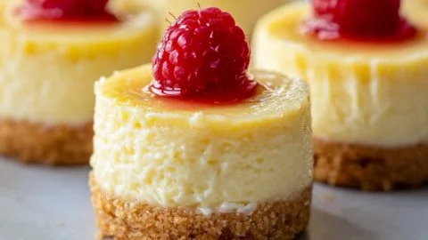 Delicious easy mini cheesecake bites served on a platter.
