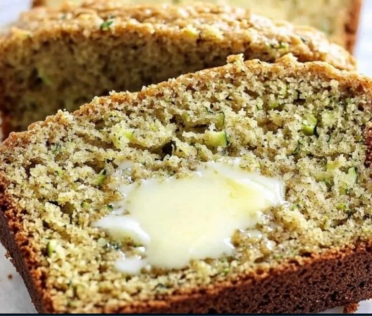 Freshly baked easy zucchini bread on a wooden cutting board