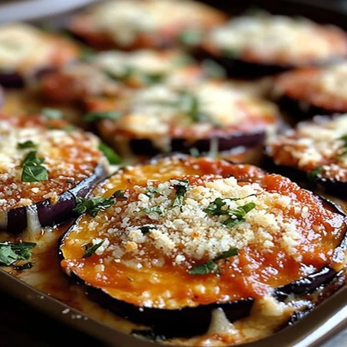 Delicious Eggplant Parmesan with cheese and marinara sauce