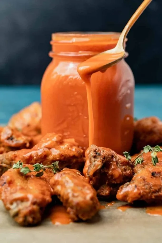 Bowl of homemade Fiery Buffalo Sauce with fresh ingredients