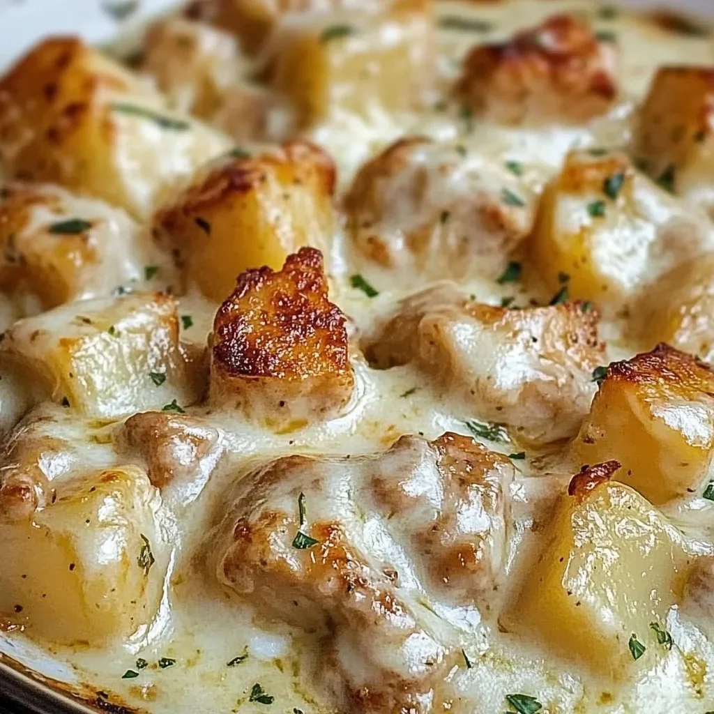 Delicious Garlic Parmesan Crockpot Chicken and Potatoes served on a plate.