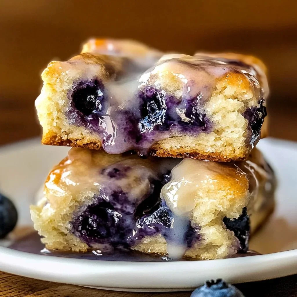 Glazed blueberry butter swim biscuits fresh out of the oven