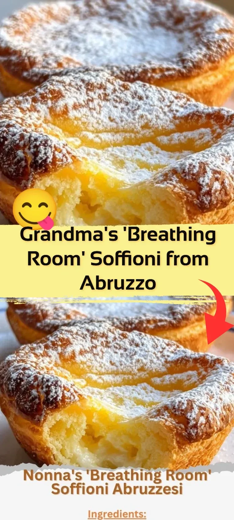 Grandma's Breathing Room Soffioni from Abruzzo, traditional Italian dish in a warm setting.