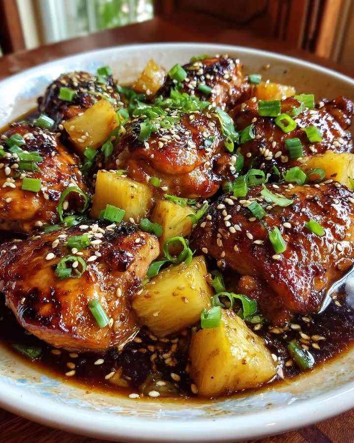 Hawaiian Style Teriyaki Chicken with grilled chicken and pineapple glaze