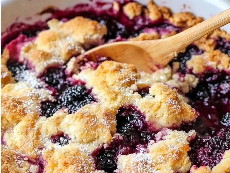 Delicious homemade blackberry cobbler fresh out of the oven