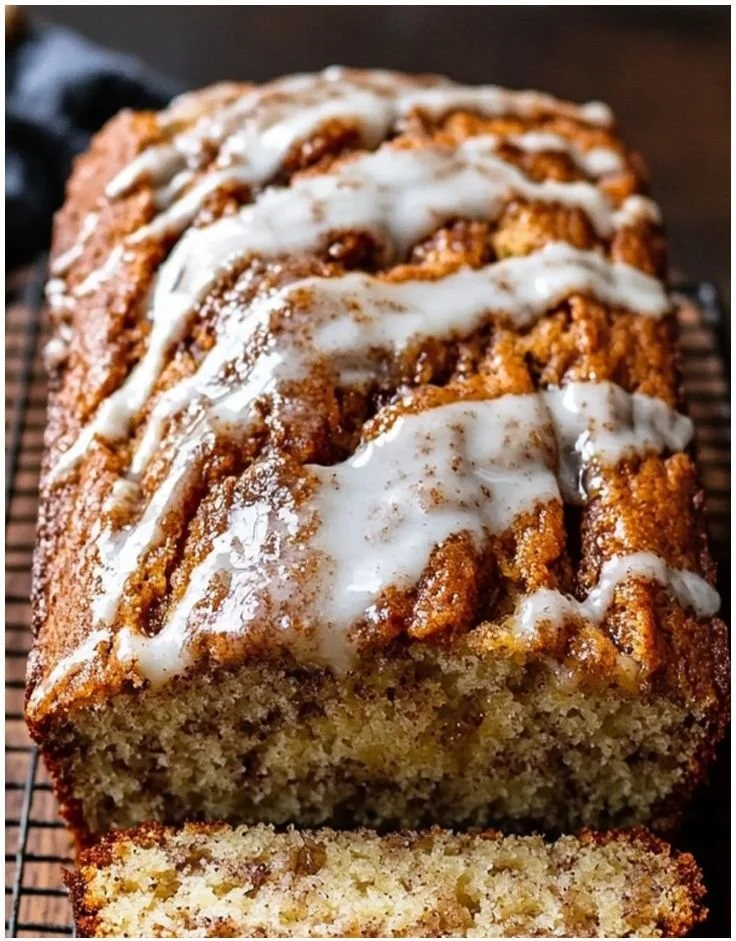 Delicious homemade cinnamon swirl banana bread with a golden crust