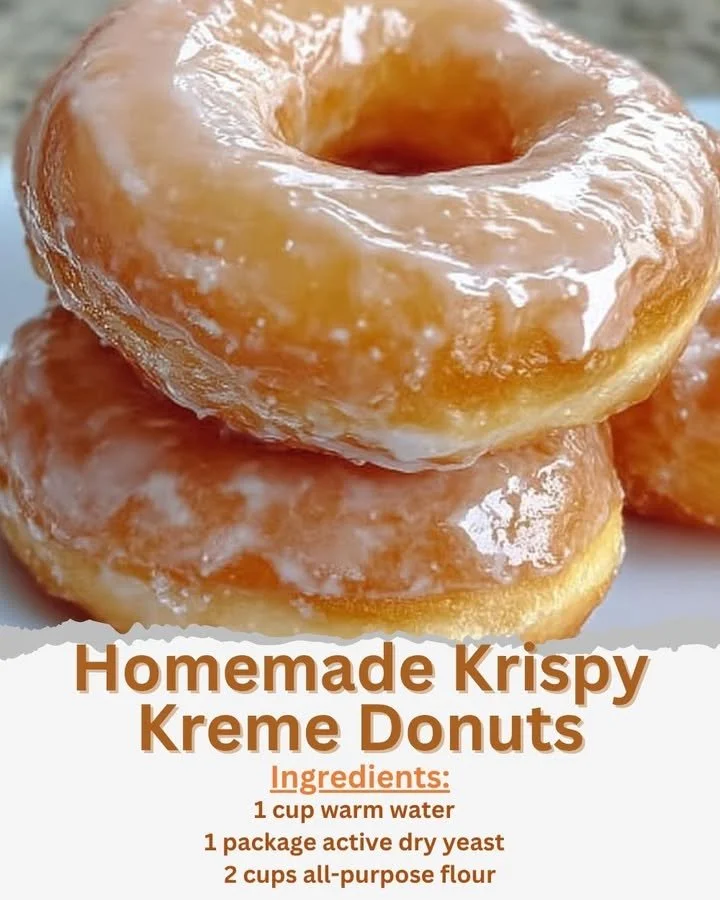 Plate of homemade Krispy Kreme donuts glazed and ready to eat