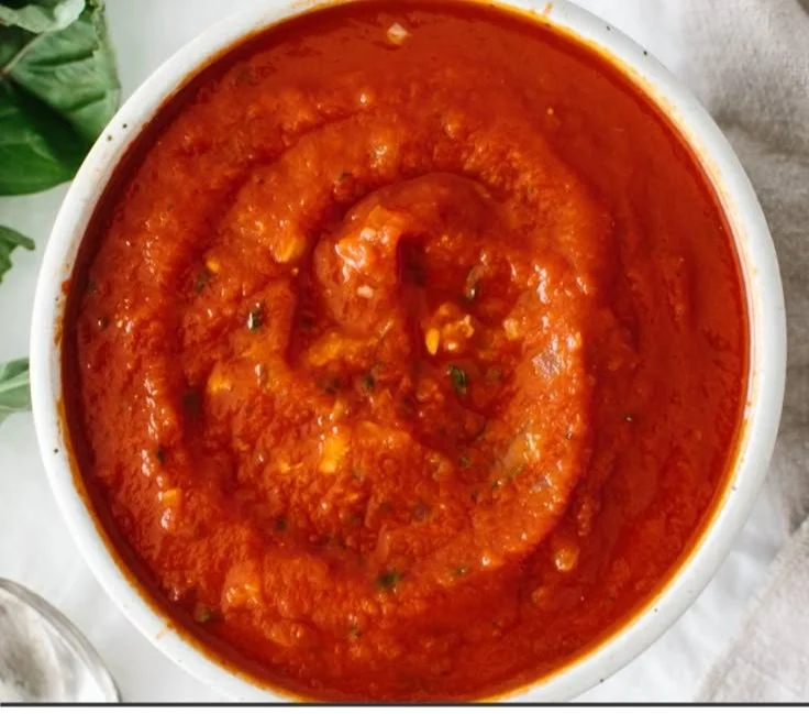 Homemade marinara sauce made with fresh tomatoes and herbs.