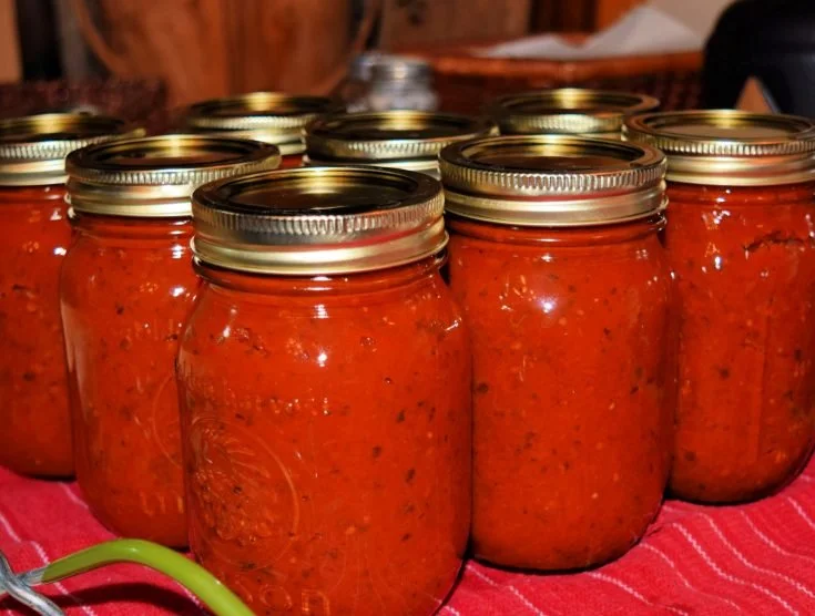 Bowl of homemade spaghetti sauce made with fresh ingredients