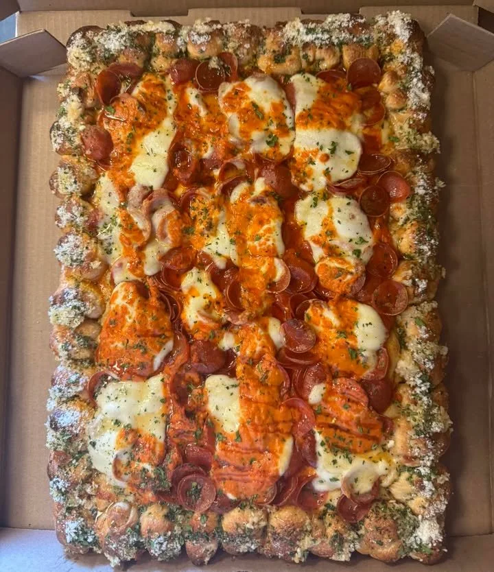 Hot Honey Pepperoni Vodka Sicilian Pizza with vibrant toppings and crispy crust