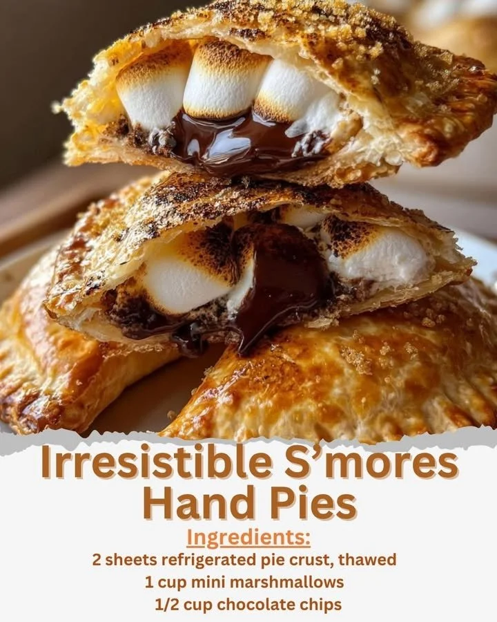 Freshly baked S’mores Hand Pies with chocolate and marshmallow filling