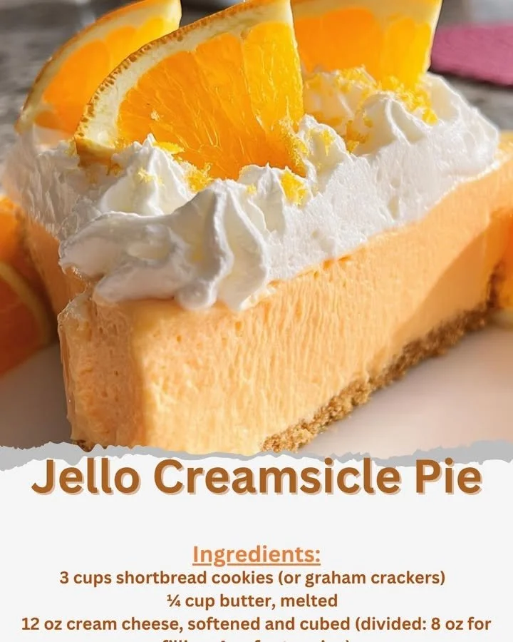 Delicious Jello Creamsicle Pie with vibrant orange and cream colors