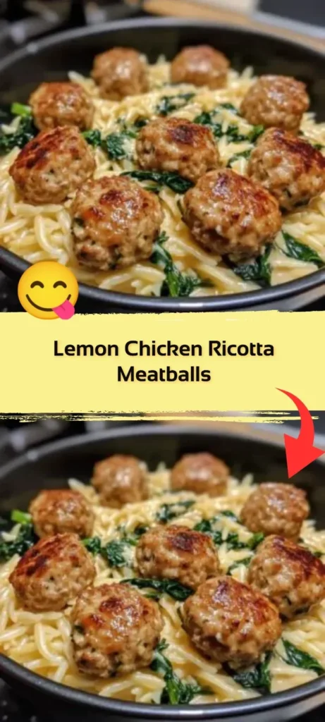 Lemon Chicken Ricotta Meatballs served with fresh herbs and lemon garnish