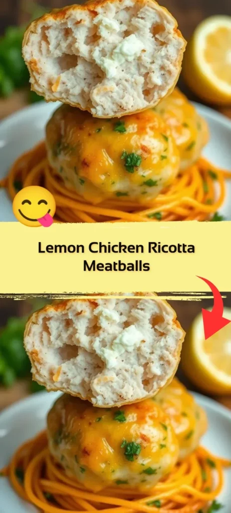 Lemon Chicken Ricotta Meatballs served on a white plate with fresh herbs