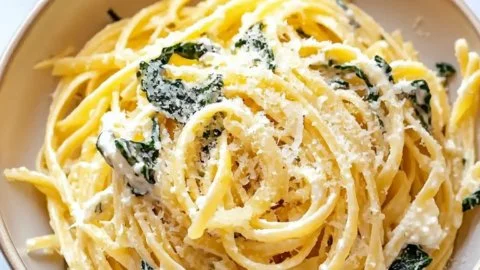 Delicious Lemon Ricotta Pasta served in a bowl with fresh herbs and cheese