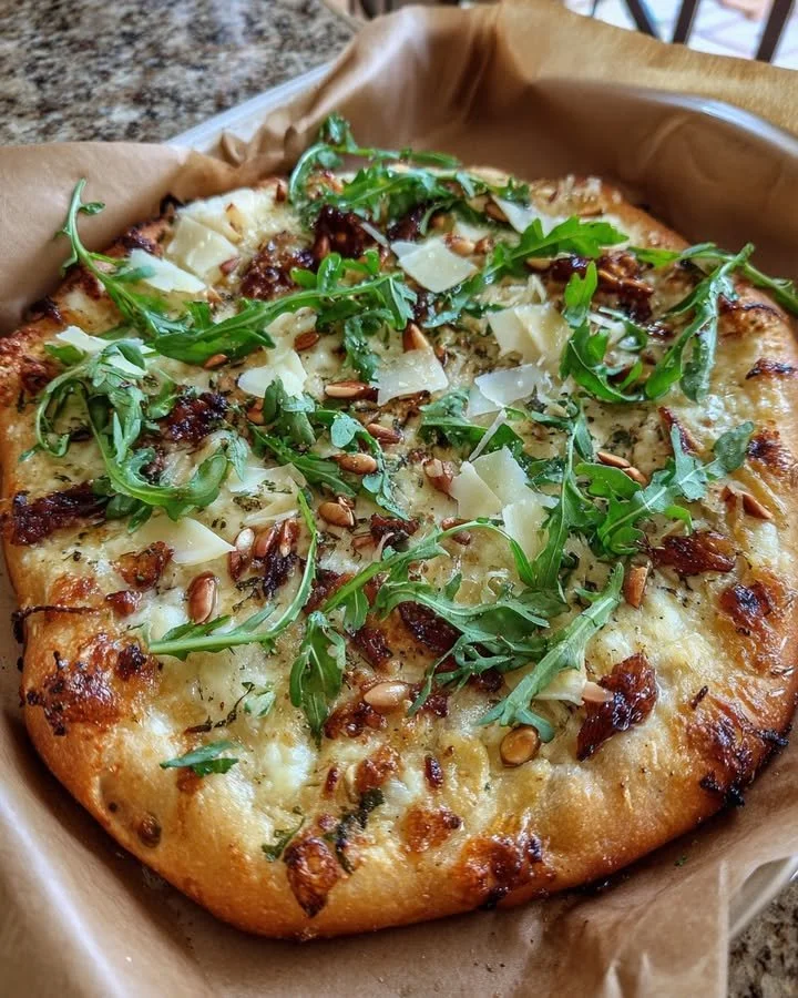 Flatbread topped with Manchego cheese, fig, and Marcona almond