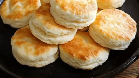 Two freshly baked melt-in-your-mouth biscuits with only two ingredients.