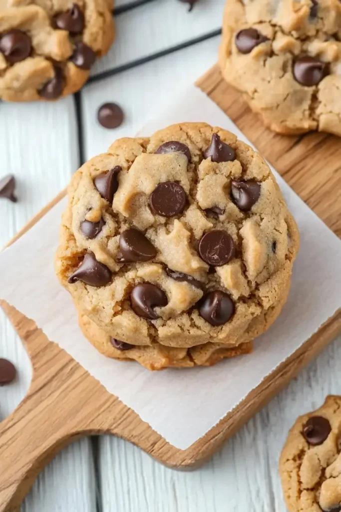 Moist peanut butter chocolate chip cookies fresh from the oven
